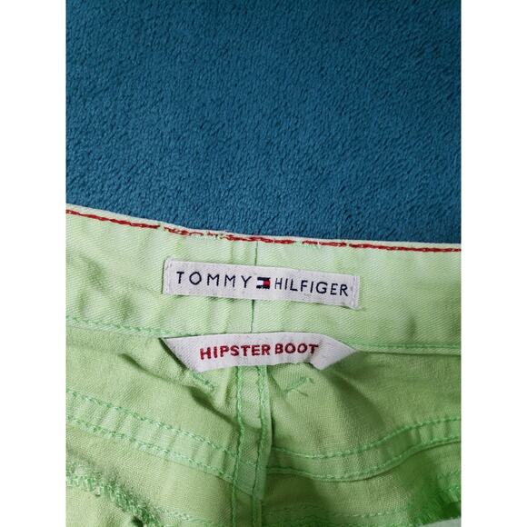 Tommy Hilfiger Jeans Size 6 Womens Green Pants Stretch Mid Rise Hipster Bootcut - Picture 3 of 13